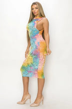 Velvet Burn Out Pattern Sexy Midi Dress | Mixtshop LLC