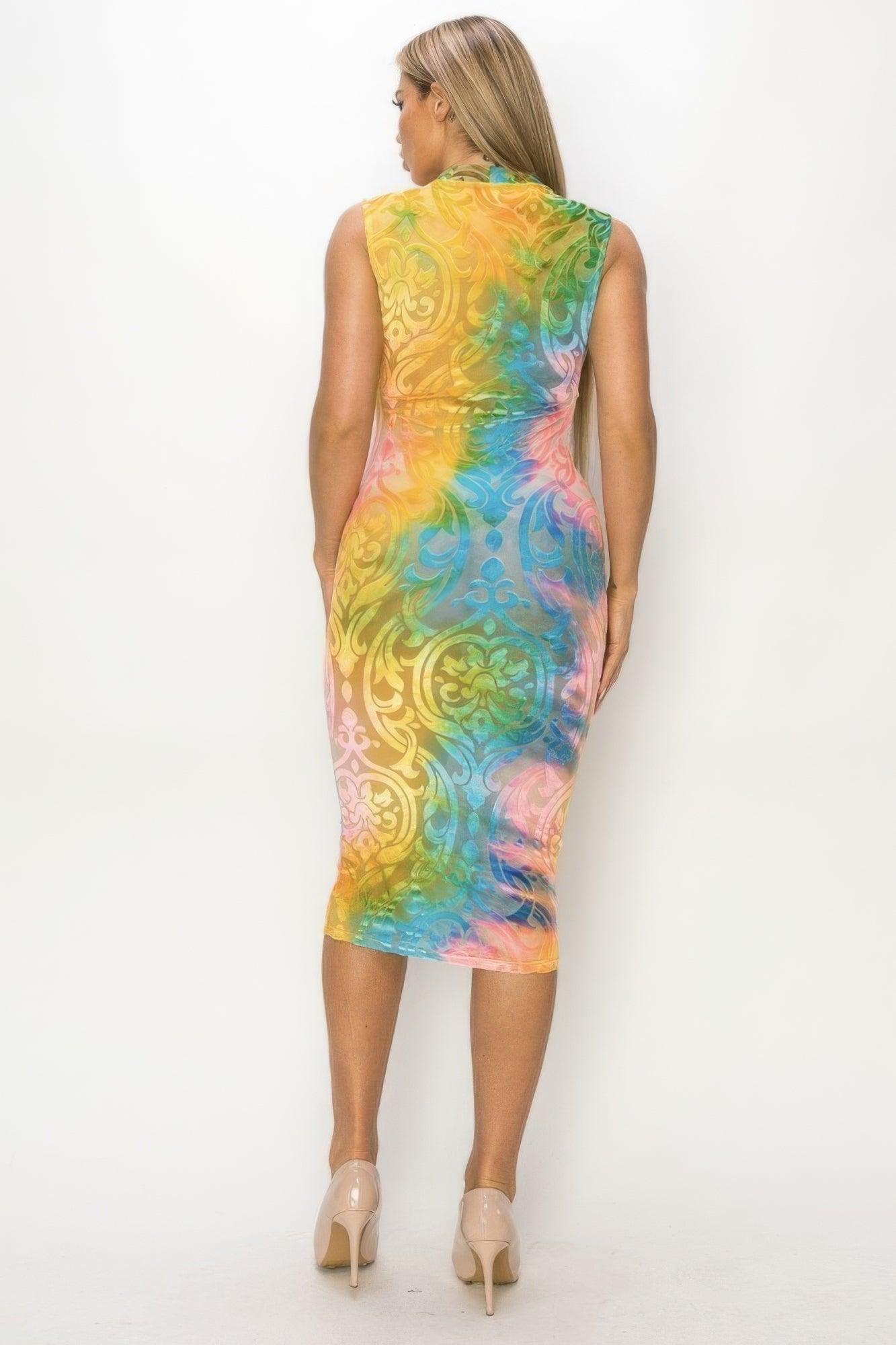 Velvet Burn Out Pattern Sexy Midi Dress | Mixtshop LLC