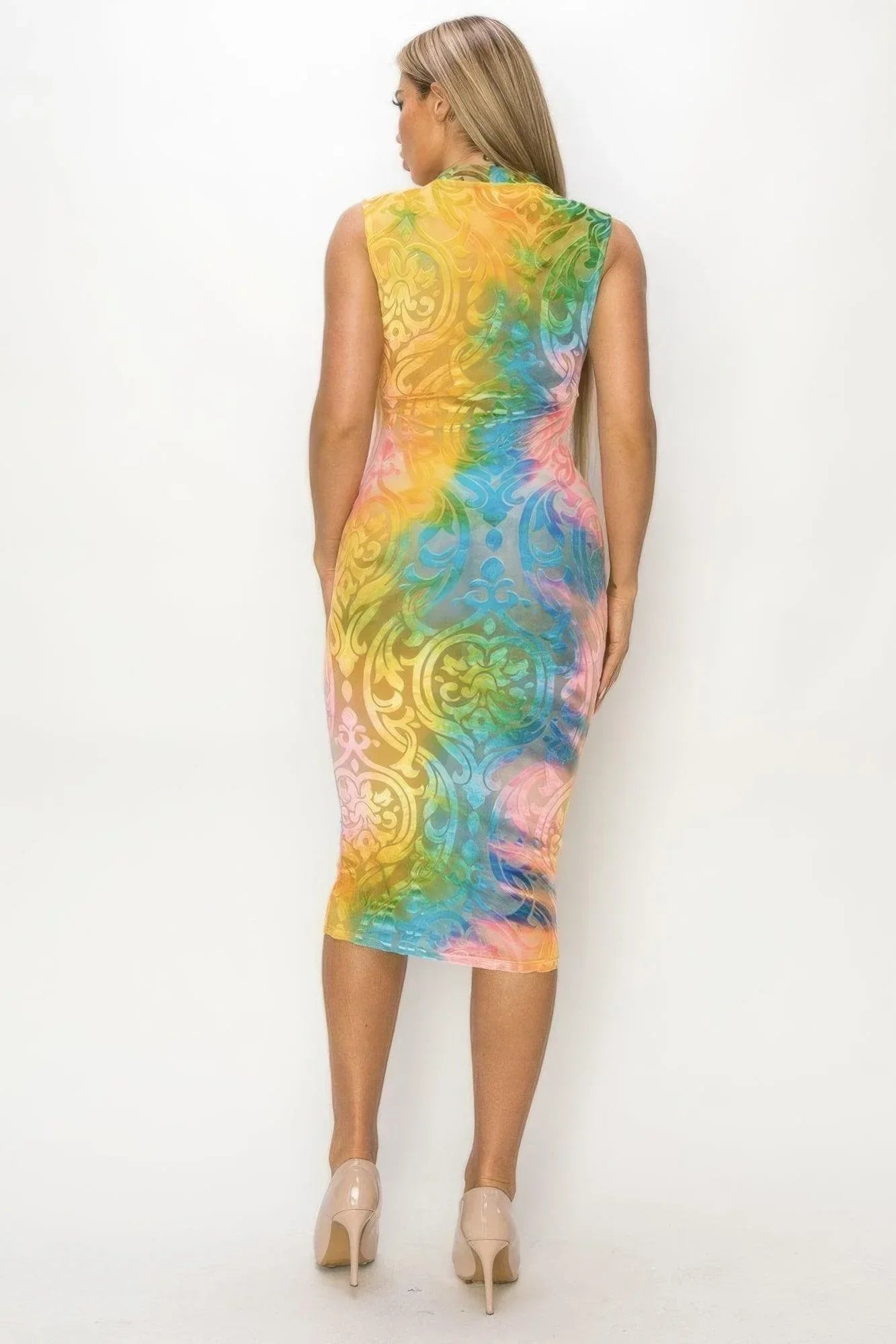 Velvet Burn Out Pattern Sexy Midi Dress | Mixtshop LLC