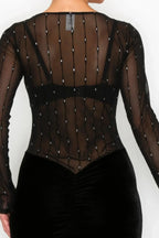 Velvet Sheer Contrast Holiday Midi Dress | Mixtshop LLC