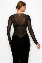 Velvet Sheer Contrast Holiday Midi Dress | Mixtshop LLC