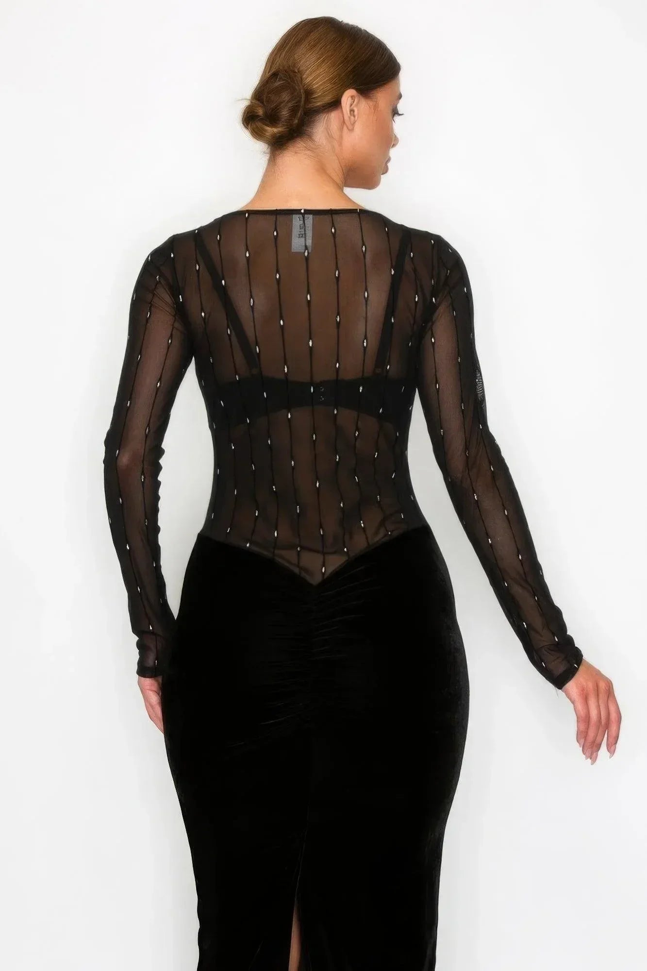 Velvet Sheer Contrast Holiday Midi Dress | Mixtshop LLC