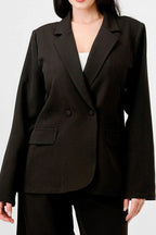 Luxe Stretch Woven Loose Fit Blazer And Wide Legs Pants Semi Formal Set | Mixtshop LLC
