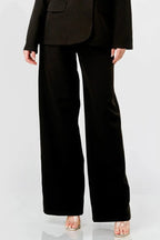 Luxe Stretch Woven Loose Fit Blazer And Wide Legs Pants Semi Formal Set | Mixtshop LLC
