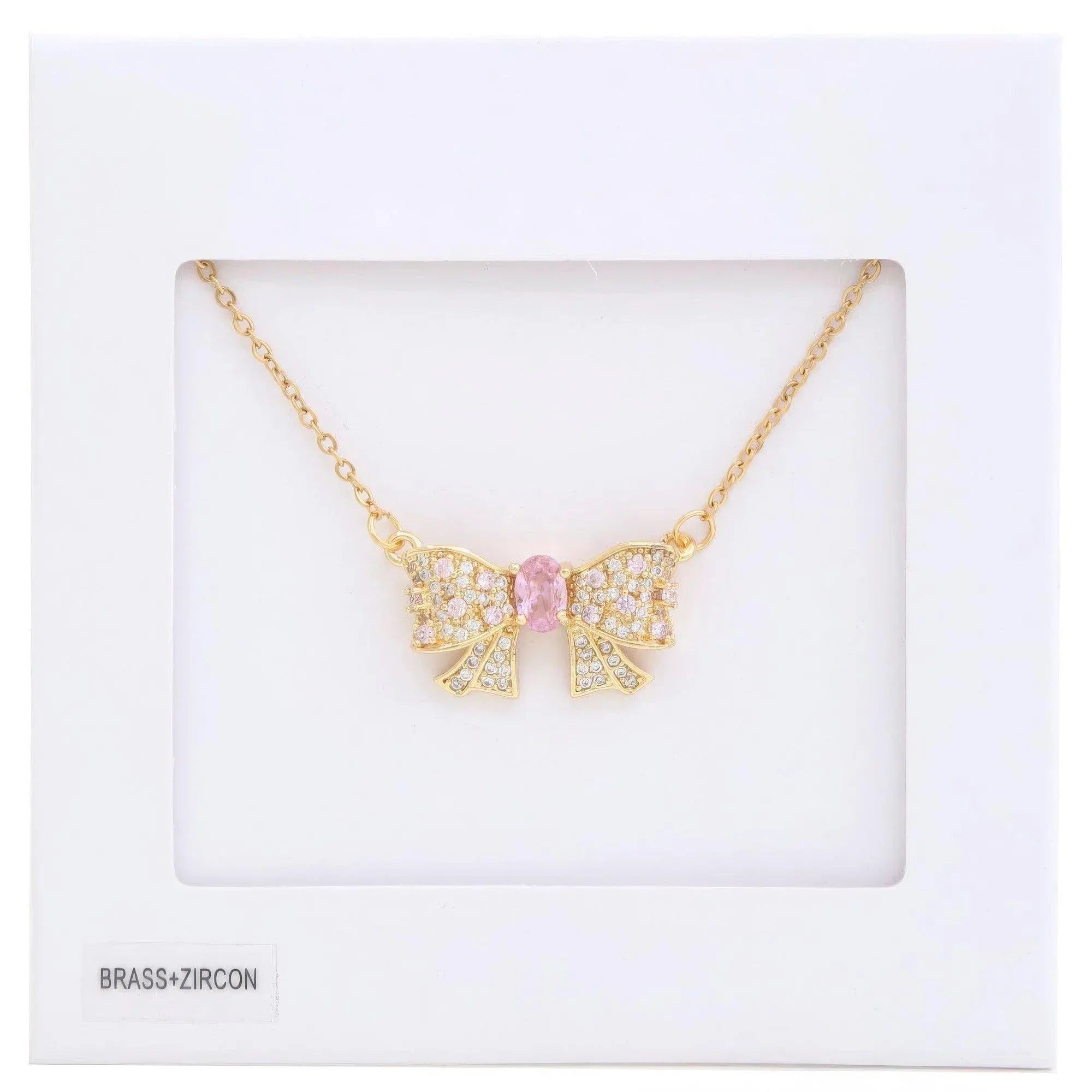 Rhinestone Bow Metal Necklace | Mixtshop LLC