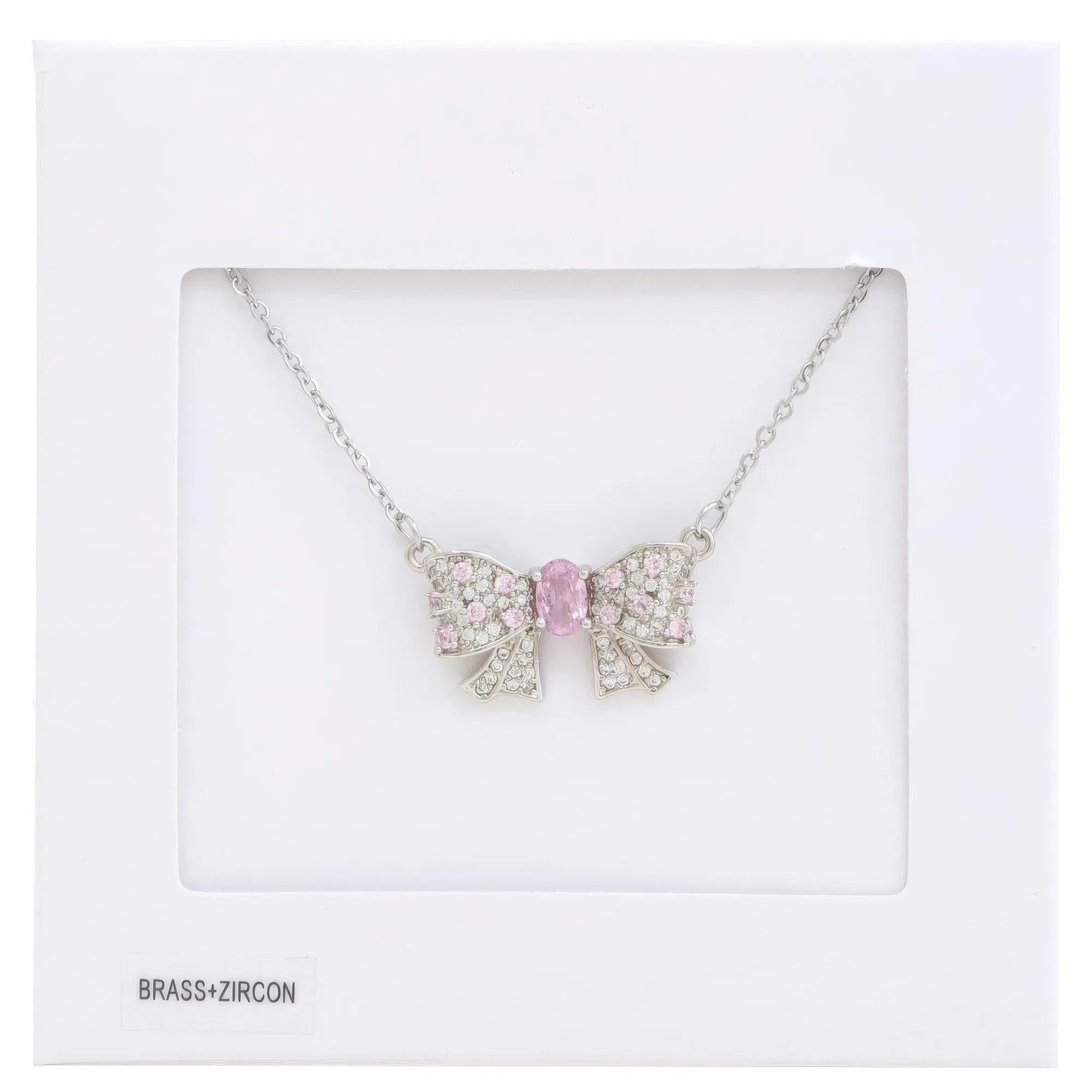 Rhinestone Bow Metal Necklace | Mixtshop LLC