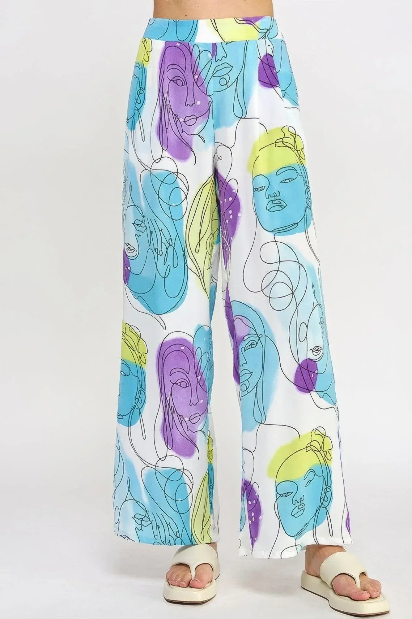 Printed Wide Leg Pant With Elastic Back | Mixtshop LLC