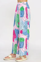 Printed Wide Leg Pant With Elastic Back | Mixtshop LLC