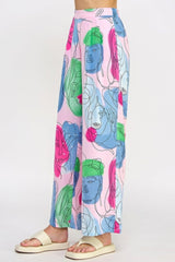 Printed Wide Leg Pant With Elastic Back | Mixtshop LLC