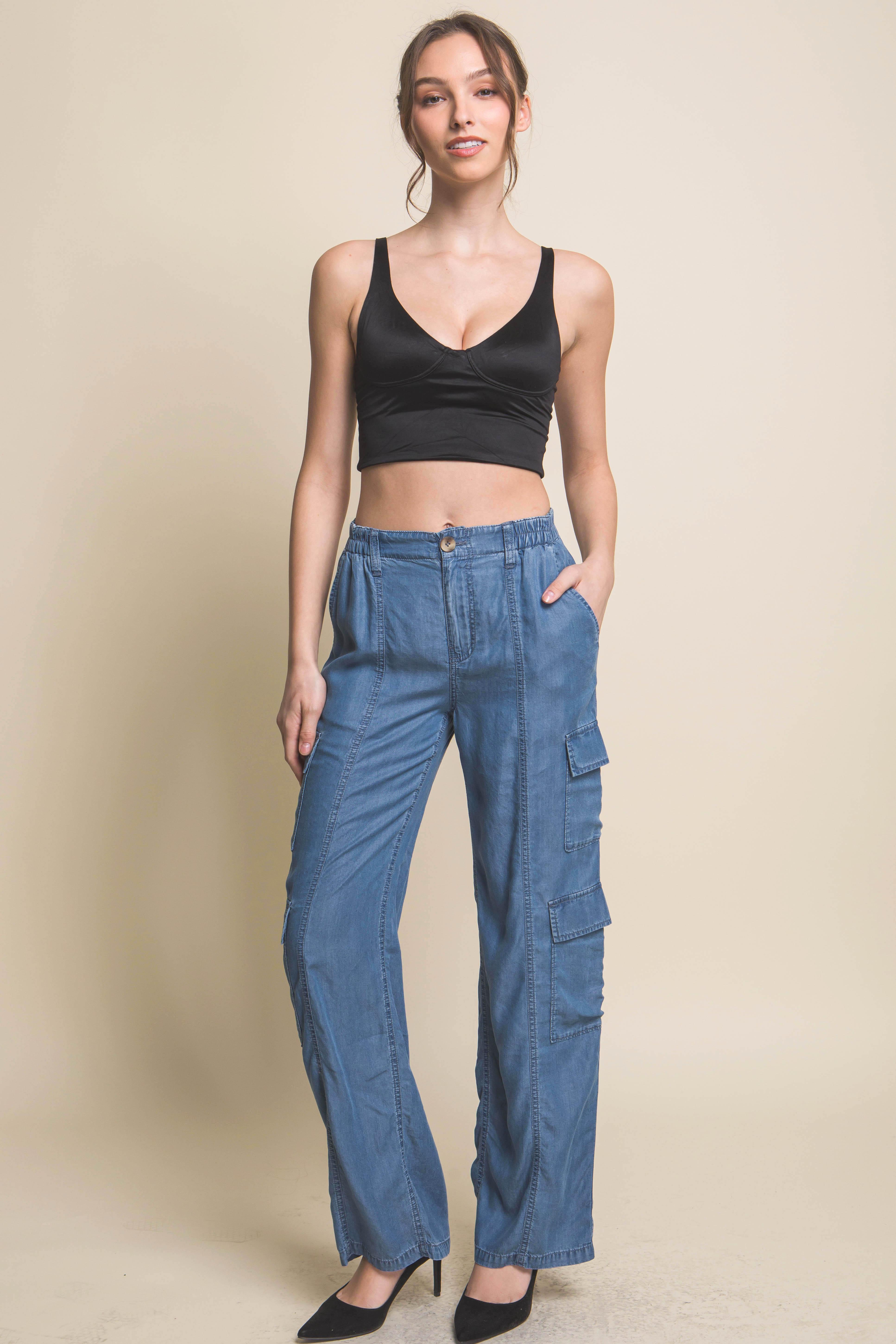 Full-length Tencel Pants With Cargo Pockets | Mixtshop LLC