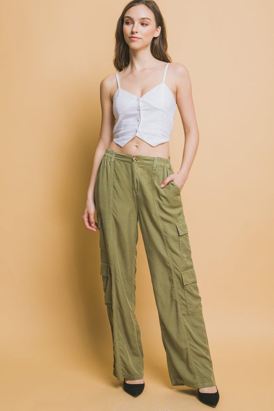 Full-length Tencel Pants With Cargo Pockets | Mixtshop LLC