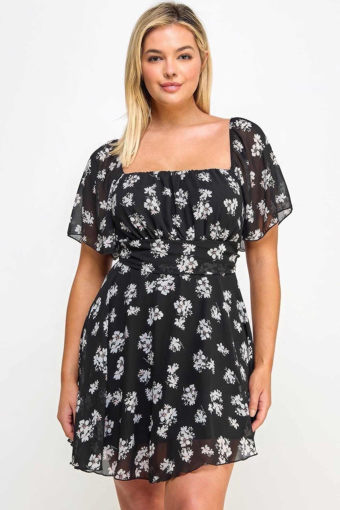 Plus Size Floral Chiffon Dress | Mixtshop LLC Main image