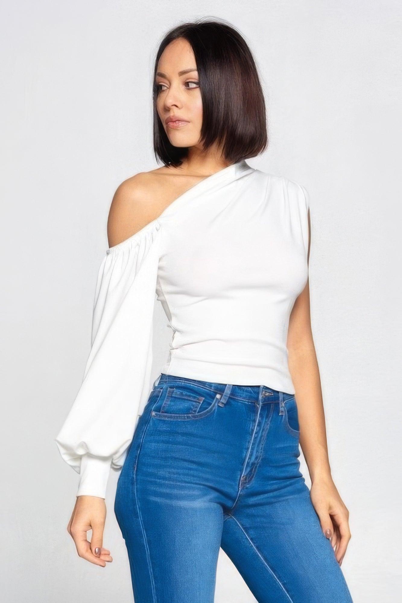 Ladies One-shoulder Top | Mixtshop LLC