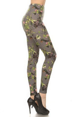 Floral Printed High Waisted Leggings With An Elastic Waist | Mixtshop LLC