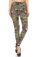 Floral Printed High Waisted Leggings With An Elastic Waist | Mixtshop LLC