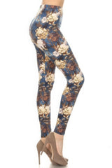 Floral Printed High Waisted Leggings With An Elastic Waist | Mixtshop LLC