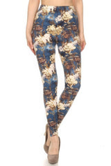 Floral Printed High Waisted Leggings With An Elastic Waist | Mixtshop LLC