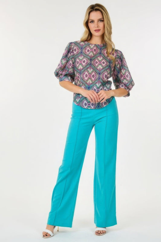 Puff Sleeve Multi-print Top | Mixtshop LLC