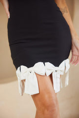 Blk N Wht Combination Bow Bottom Dress | Mixtshop LLC