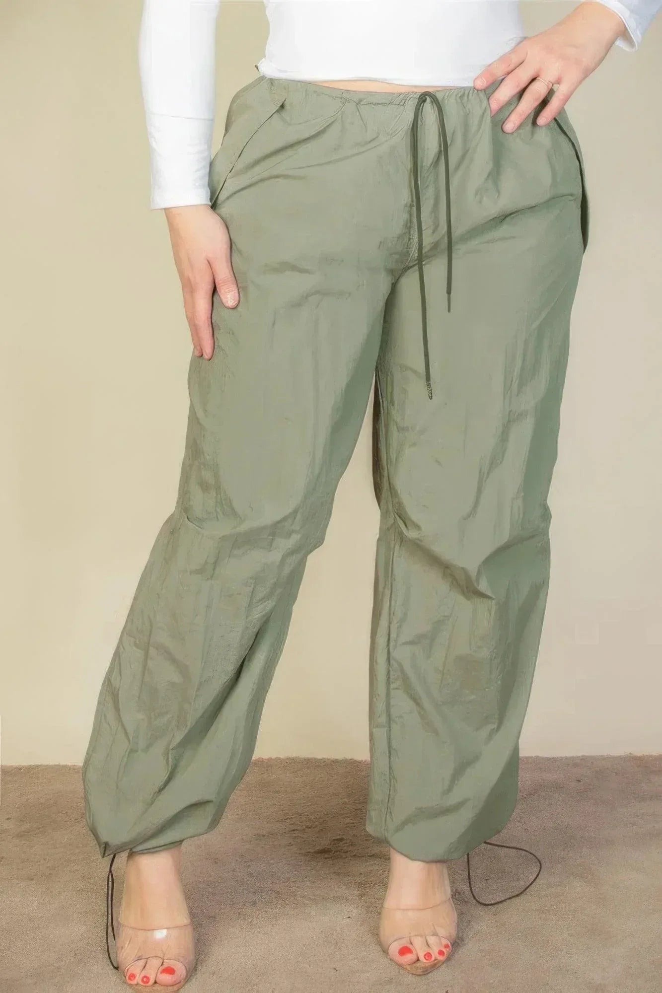 Plus Size Drawstring Waist Parachute Pants | Mixtshop LLC Main image
