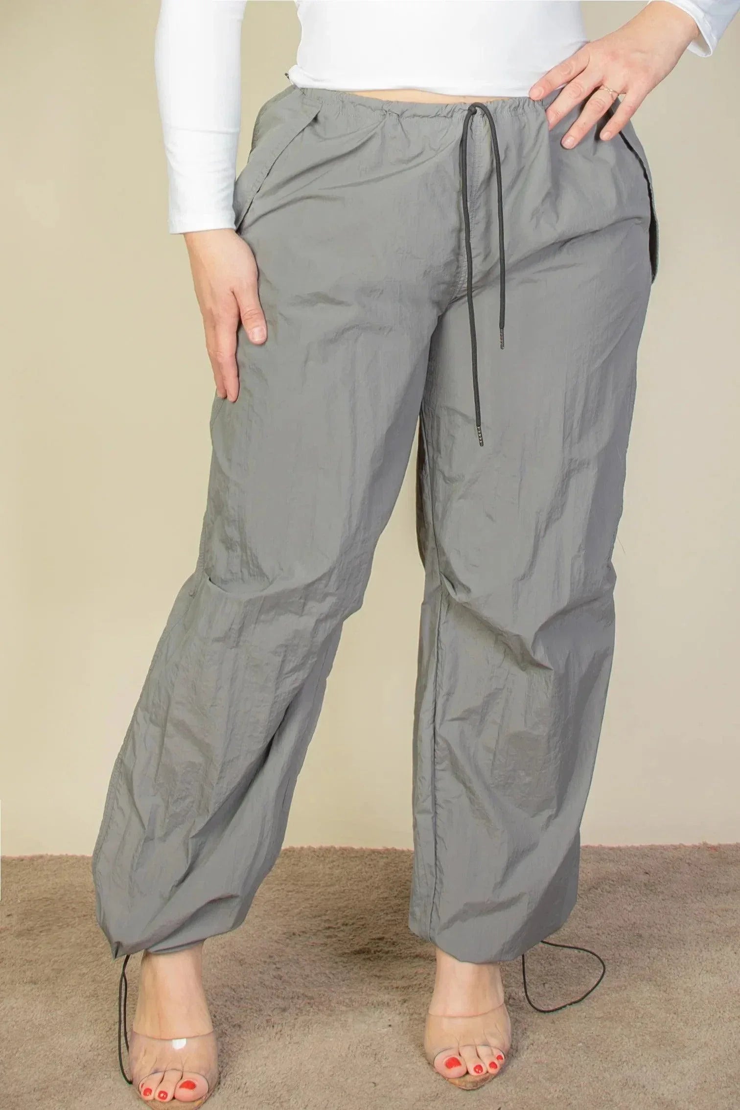 Plus Size Drawstring Waist Parachute Pants | Mixtshop LLC Main image