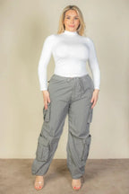 Plus Size Flap Pockets Drawstring Ruched Parachute Pants | Mixtshop LLC