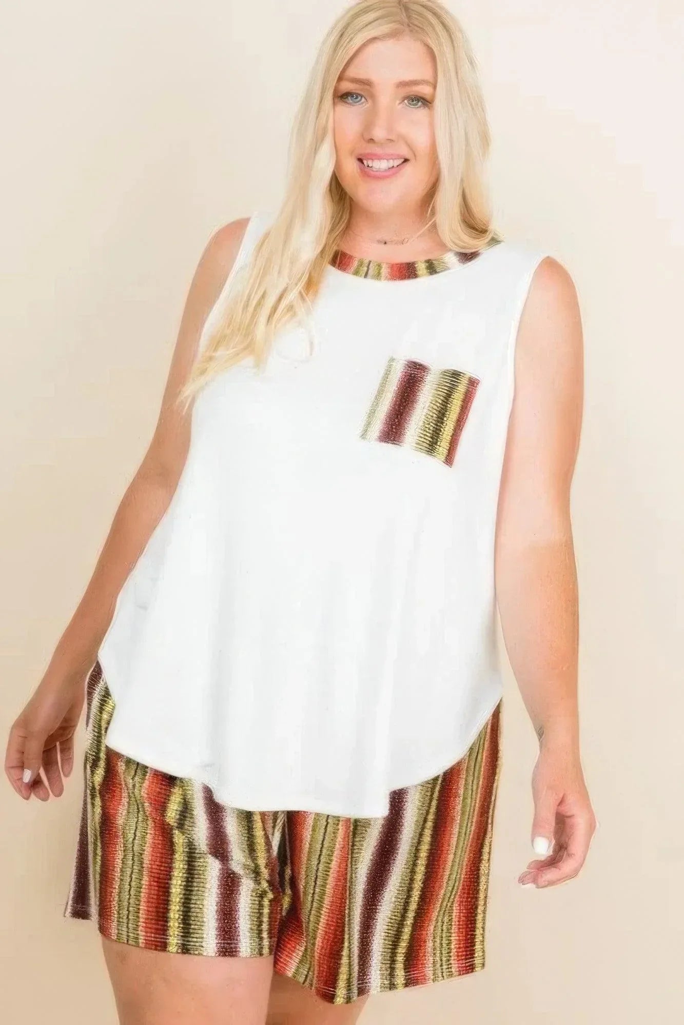 Plus Size Solid Sleeveless French Terry Tank Top | Mixtshop LLC Main image