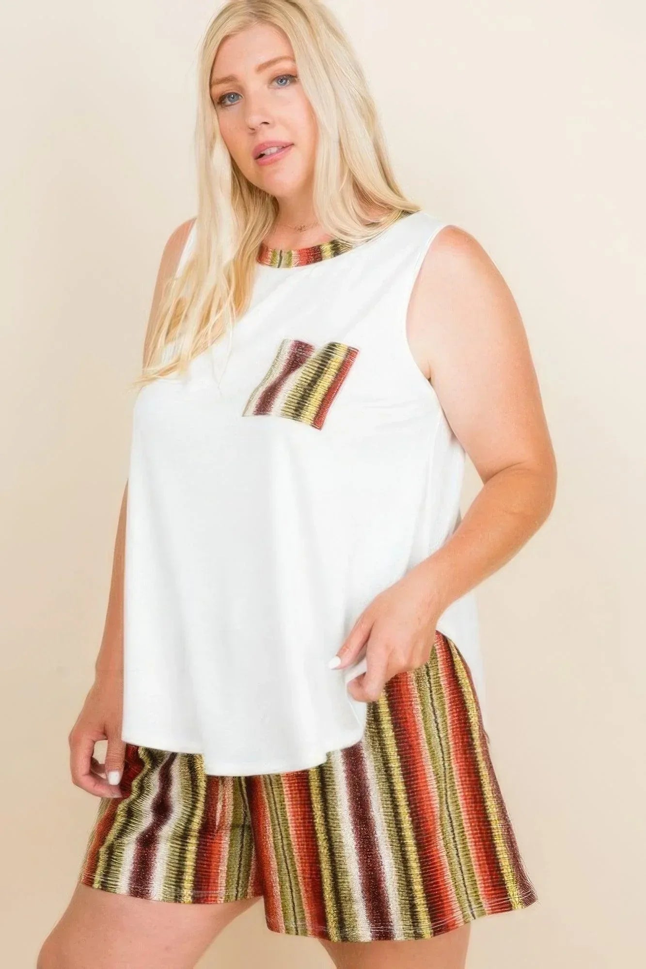 Plus Size Solid Sleeveless French Terry Tank Top | Mixtshop LLC