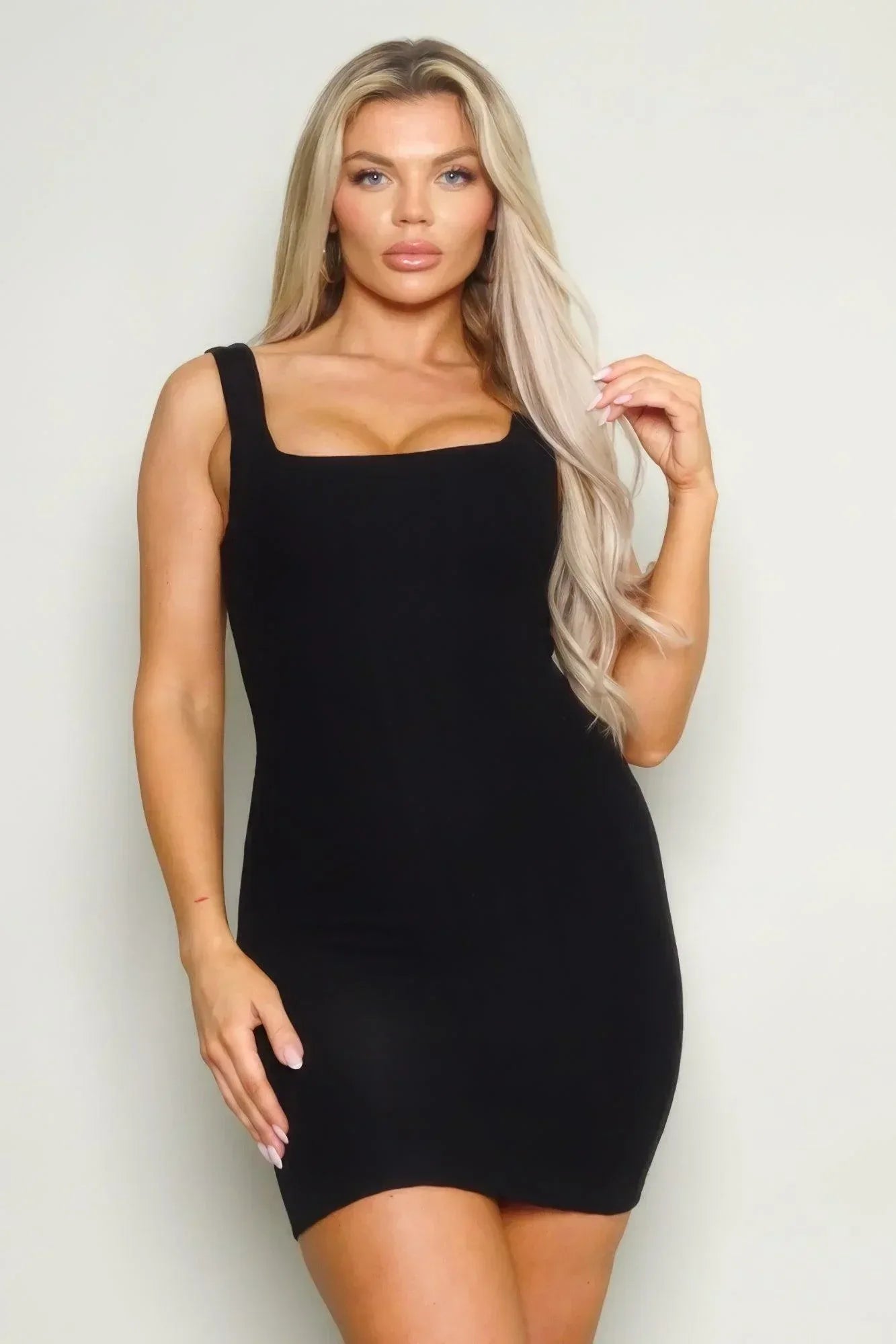 Sleeveless Square Neck Knit Mini Dress | Mixtshop LLC Main image