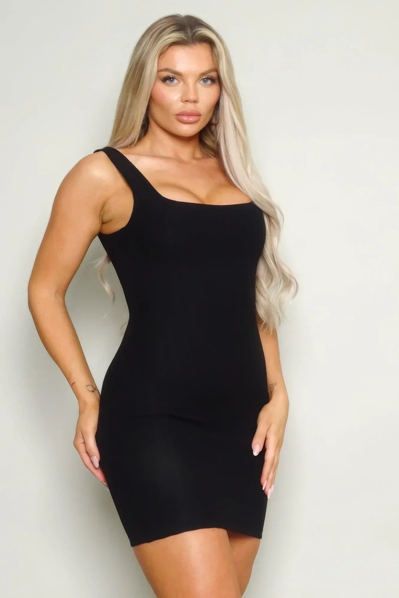 Sleeveless Square Neck Knit Mini Dress | Mixtshop LLC