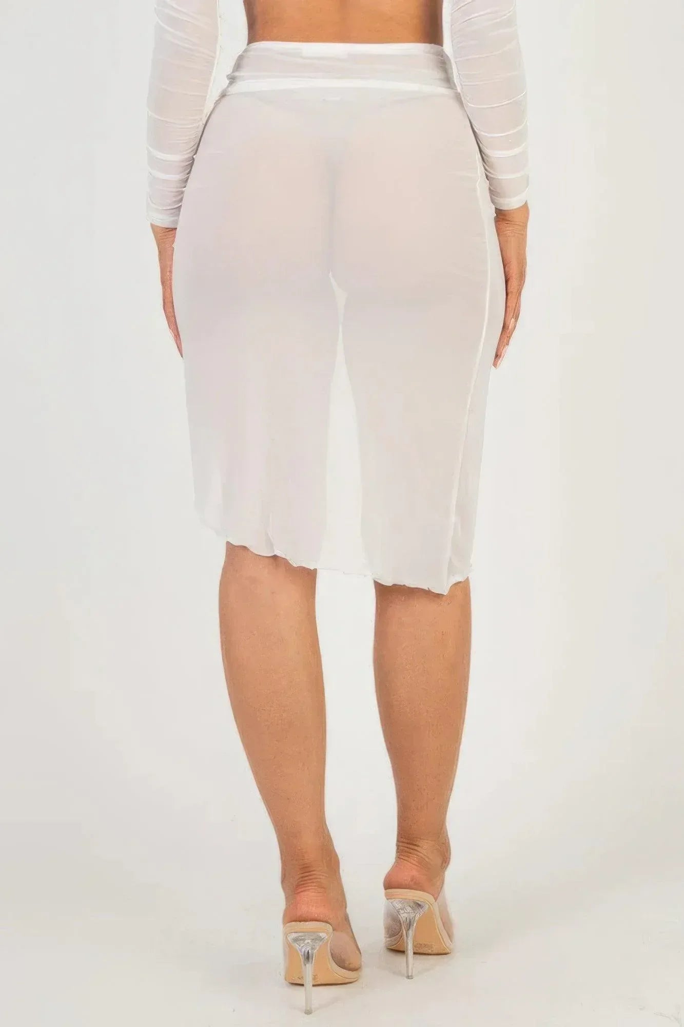 Sexy Sheer Mesh Drawstring Ruched Skirt | Mixtshop LLC
