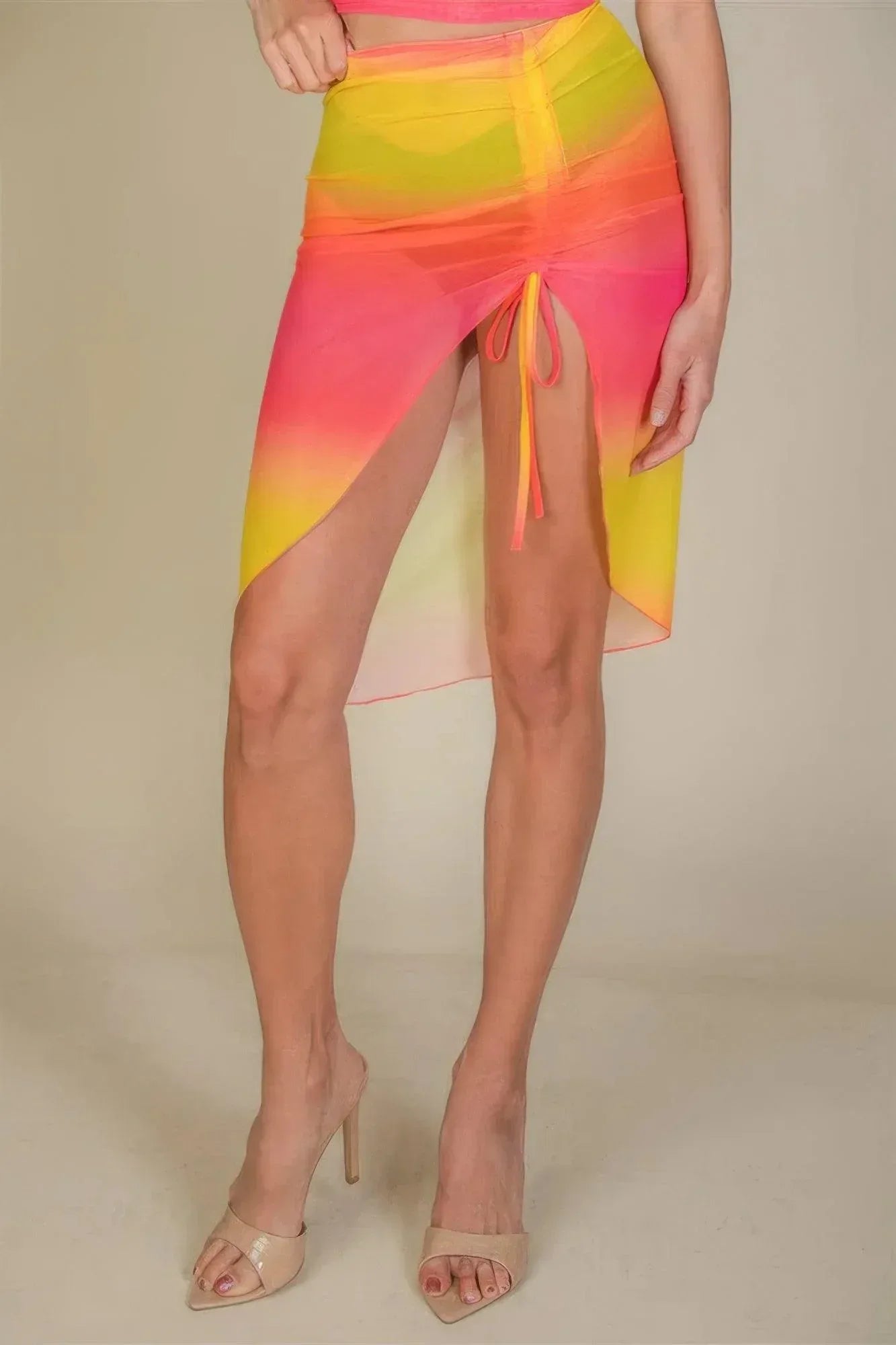 Sexy Sheer Mesh Drawstring Ruched Skirt Secondary image