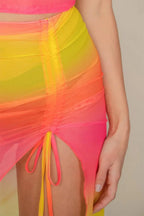 Sexy Sheer Mesh Drawstring Ruched Skirt | Mixtshop LLC