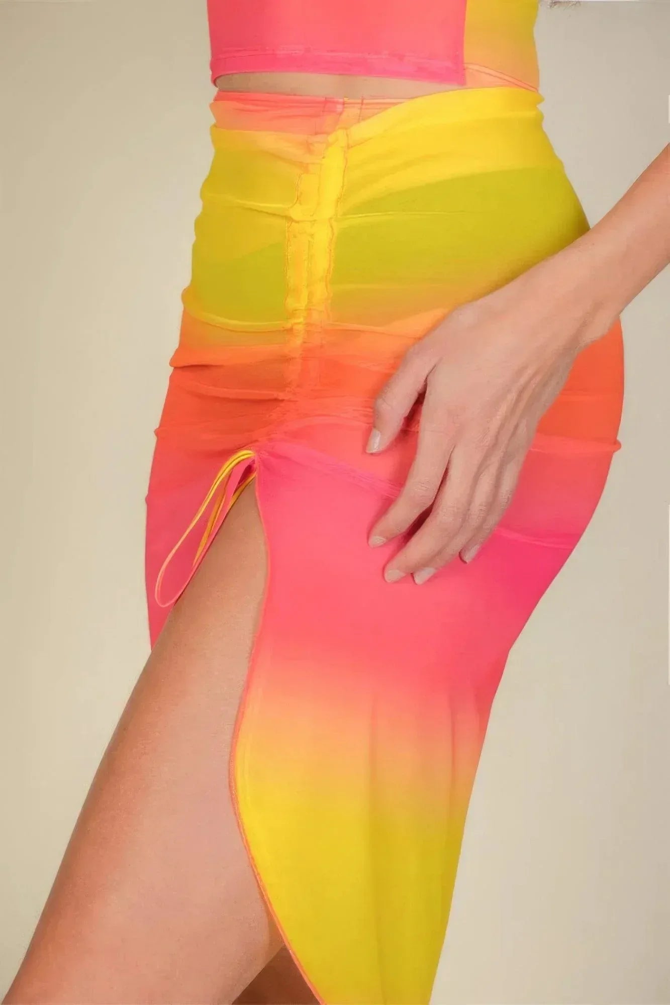 Sexy Sheer Mesh Drawstring Ruched Skirt | Mixtshop LLC