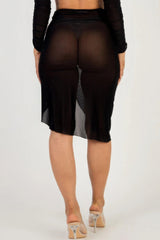Sexy Sheer Mesh Drawstring Ruched Skirt | Mixtshop LLC