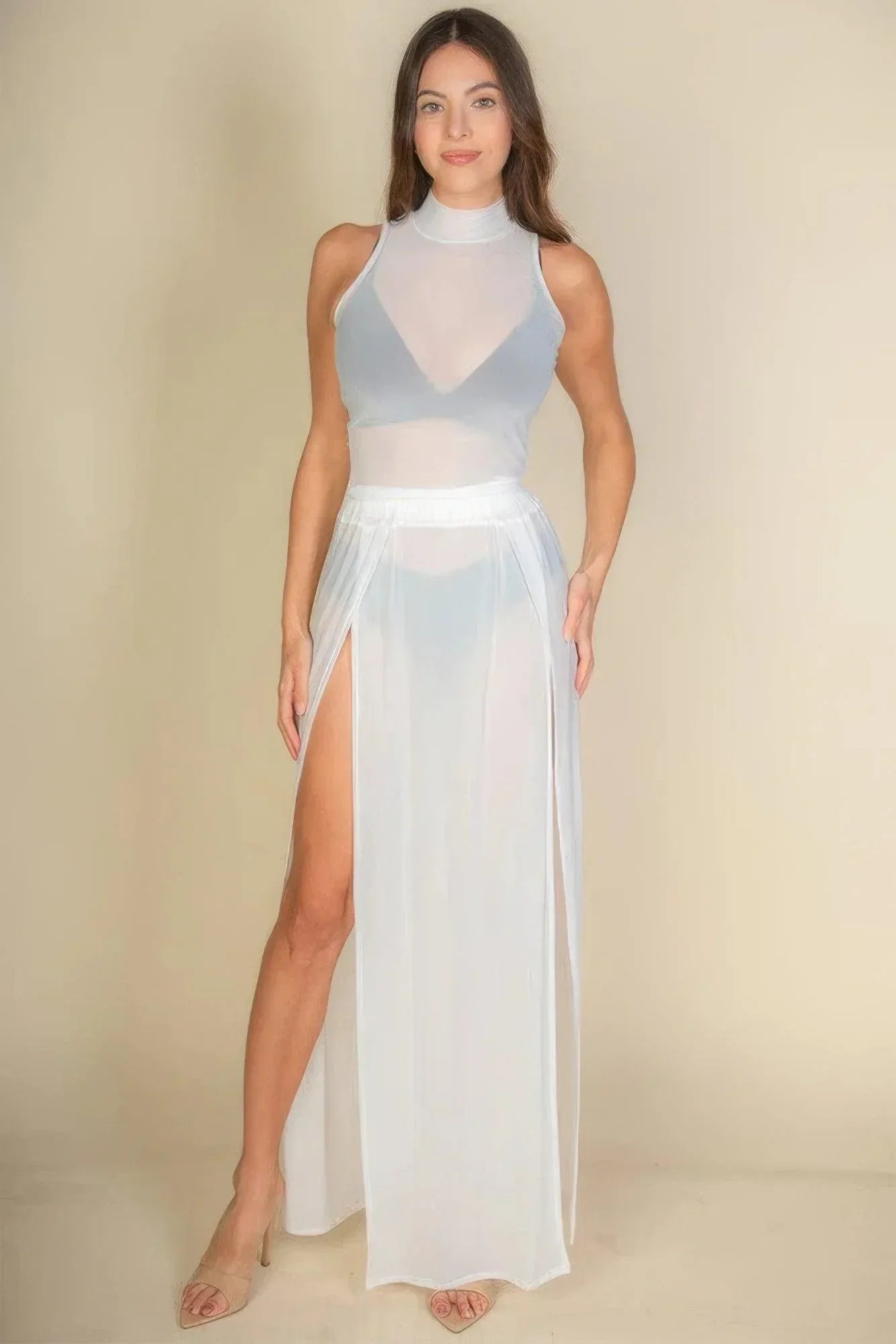 High Split Mesh Sheer Maxi Skirt Secondary image