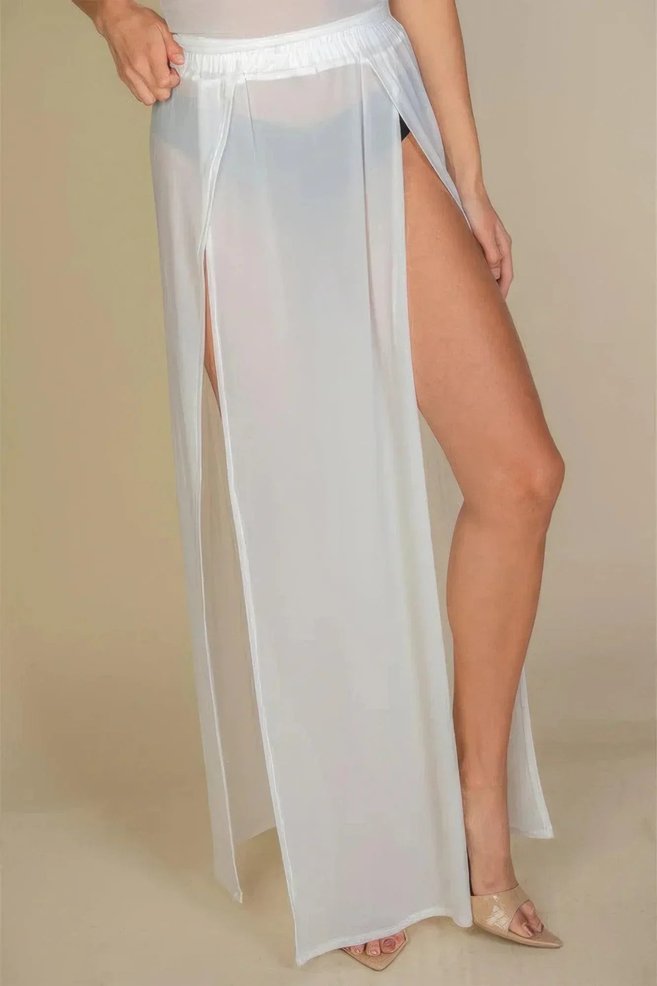 High Split Mesh Sheer Maxi Skirt | Mixtshop LLC