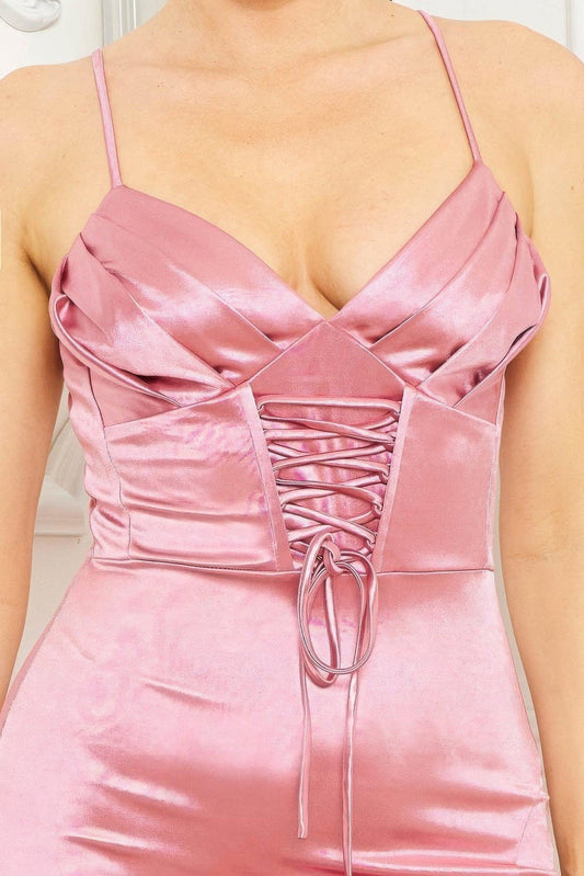 Satin Caged Waist Maxi Dress | Mixtshop LLC