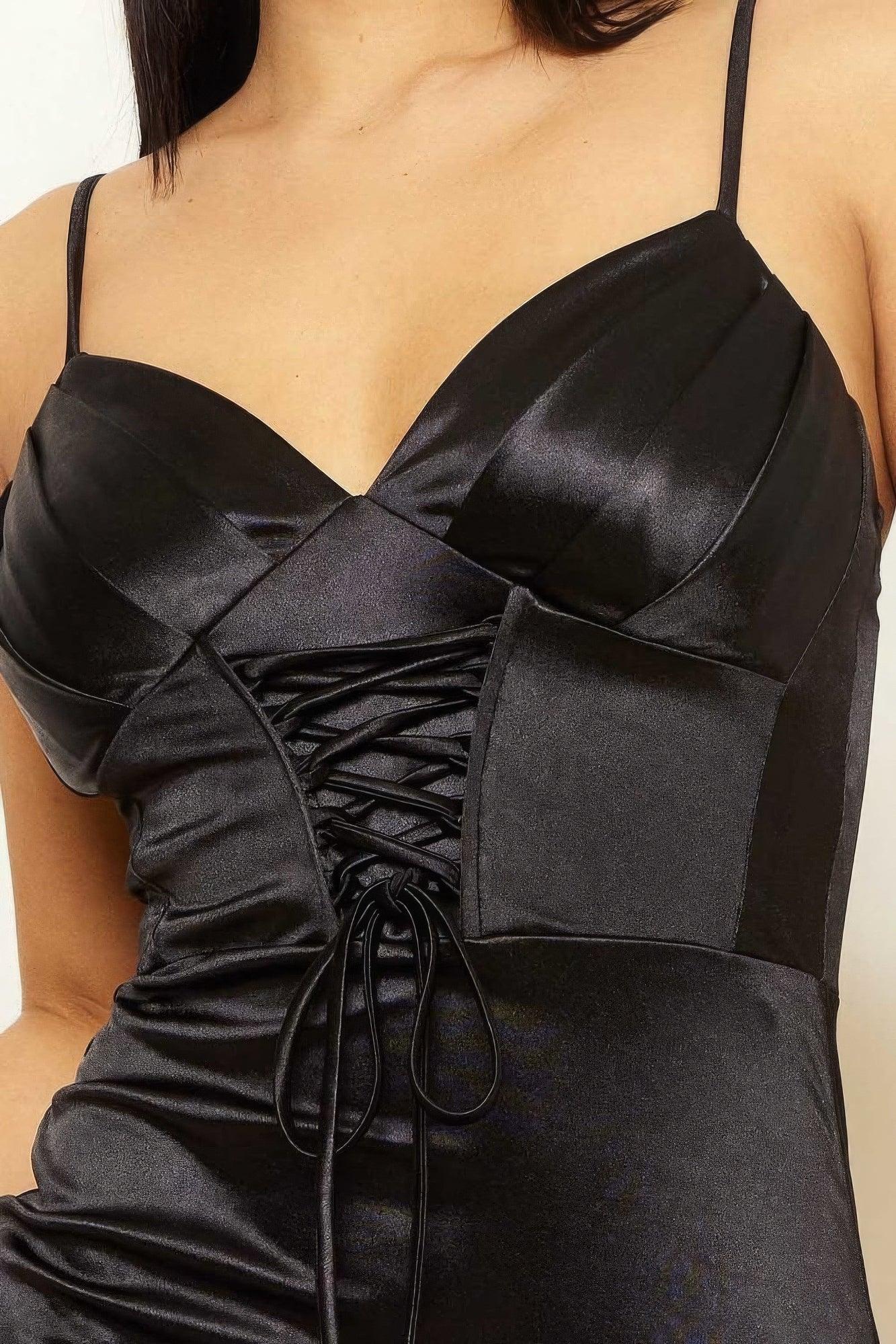 Satin Caged Waist Maxi Dress | Mixtshop LLC