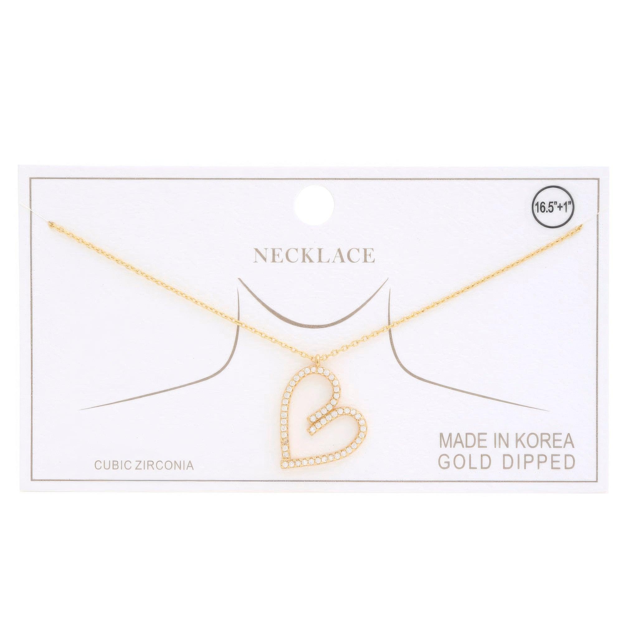 Abstract Heart Rhinestone Gold Dipped Necklace Secondary image