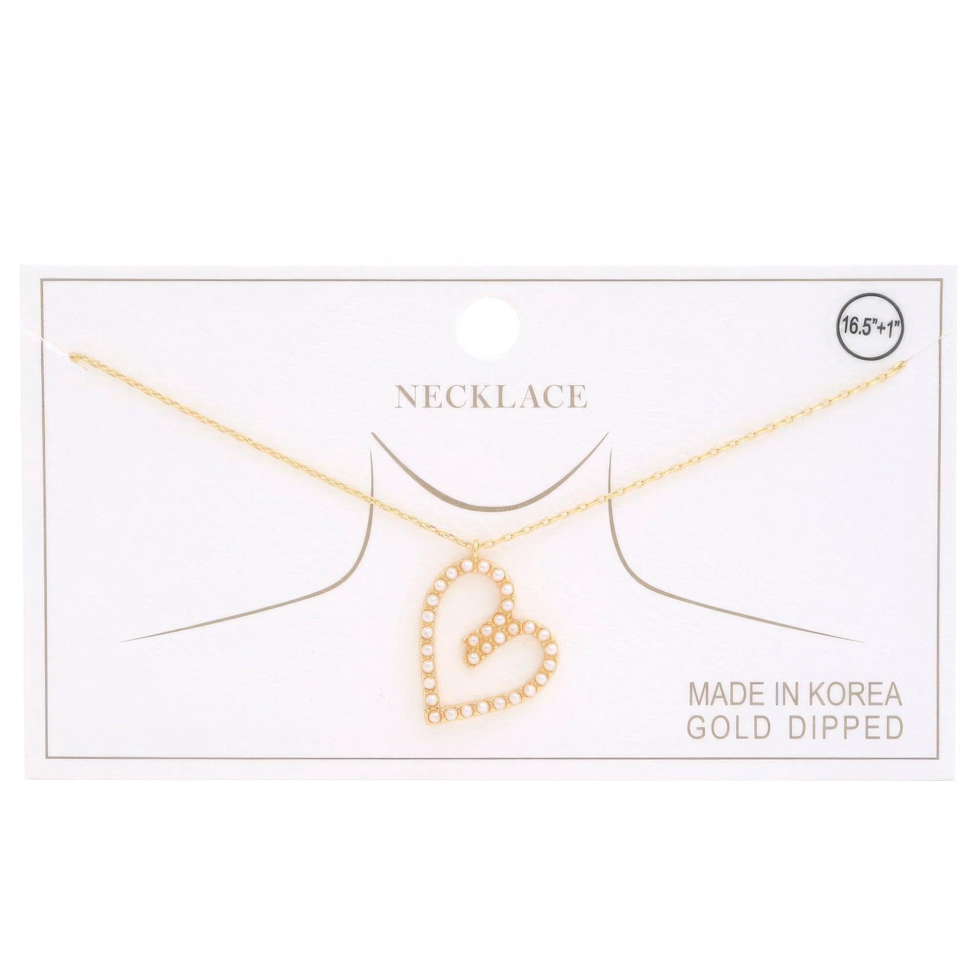 Abstract Heart Rhinestone Gold Dipped Necklace | Mixtshop LLC