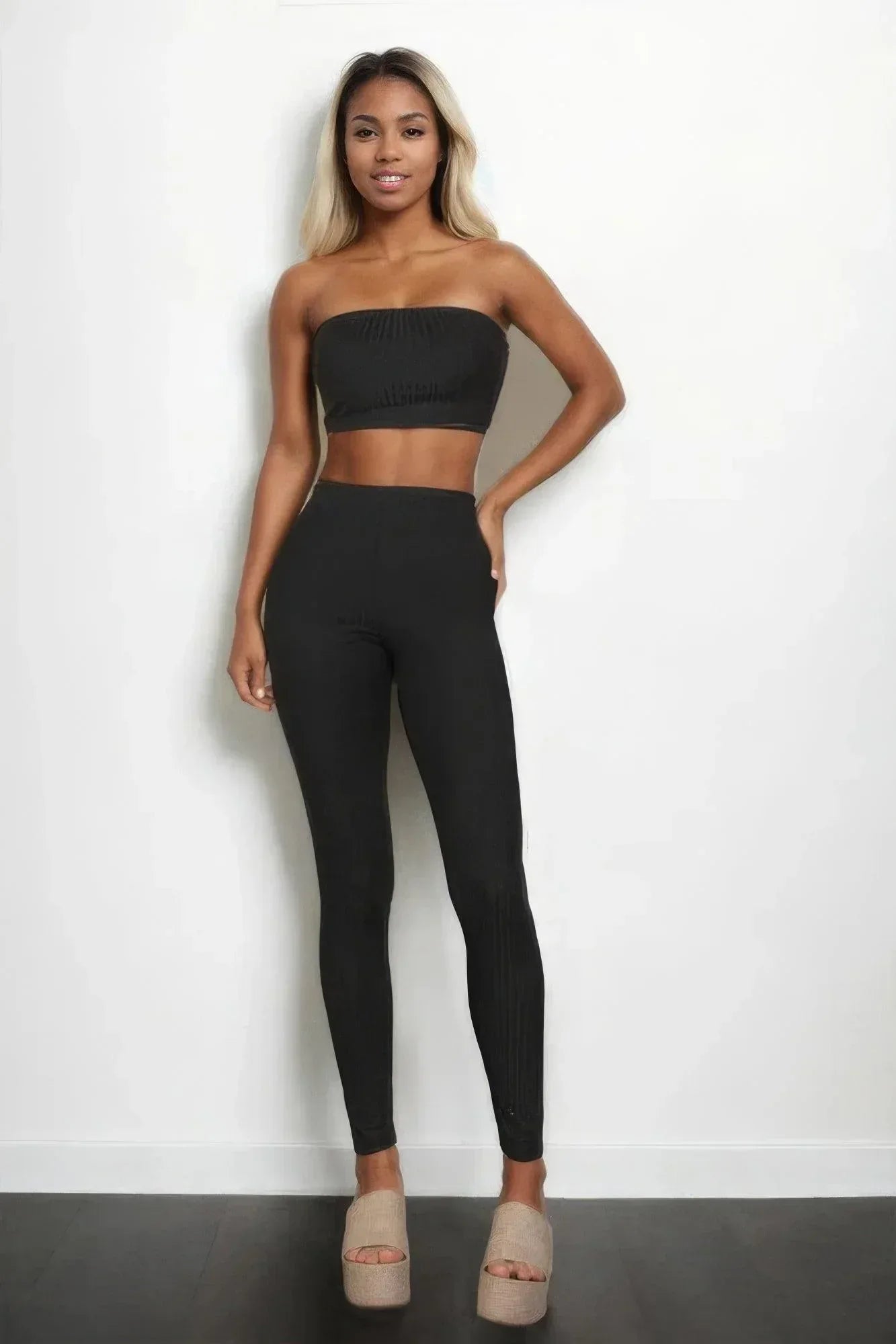 Ribbed Tube Top & Leggings Set | Mixtshop LLC Main image