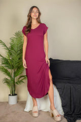 Hidden Pocket Batwing Sleeve V Neck Long Dress | Mixtshop LLC