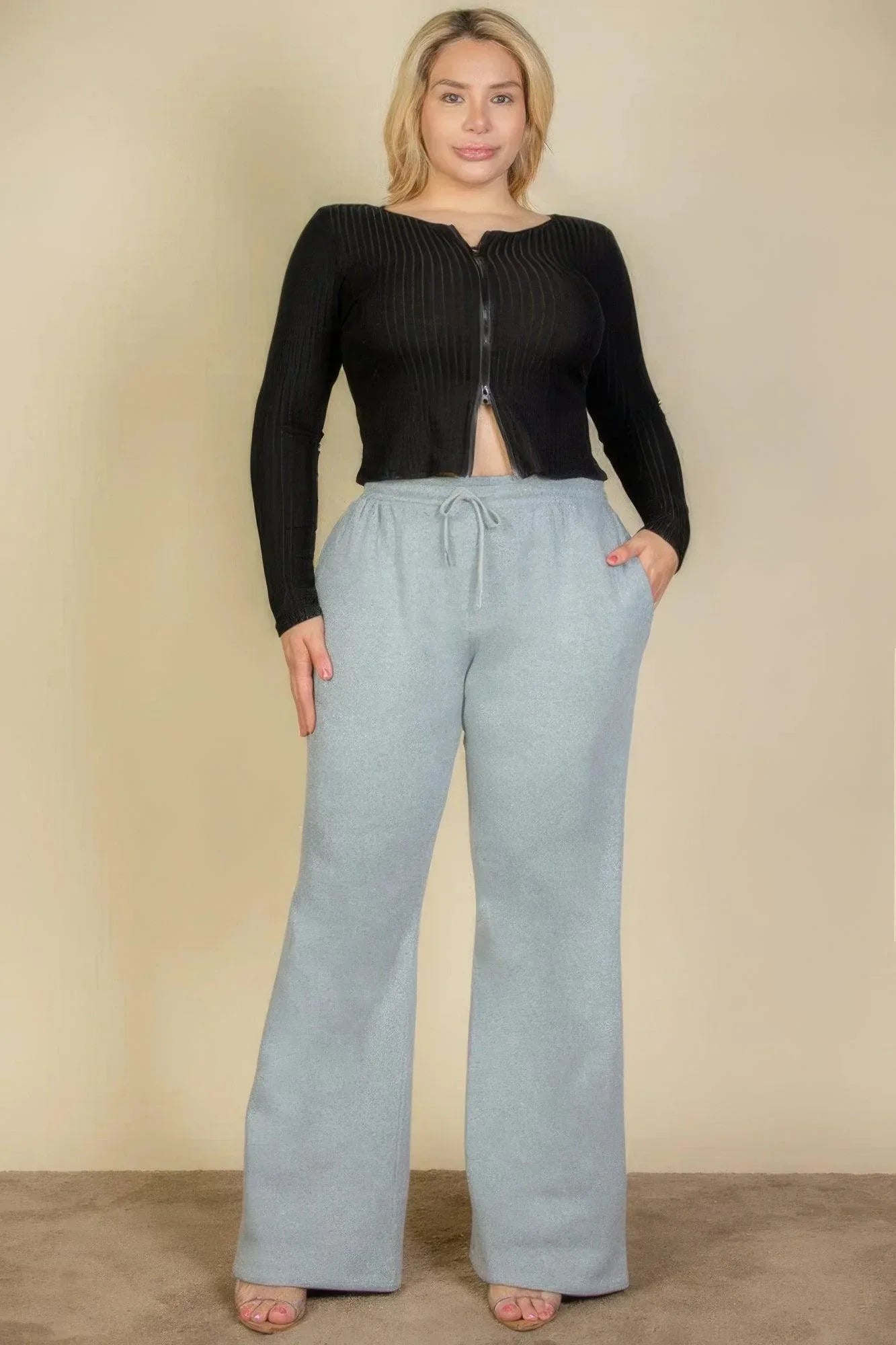 Plus Size Drawstring Waist Slant Pocket Sweatpants Secondary image