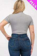 Plus Size Ribbed Short Sleeve Bodysuit | Mixtshop LLC
