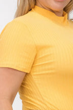 Plus Size Ribbed Short Sleeve Bodysuit | Mixtshop LLC