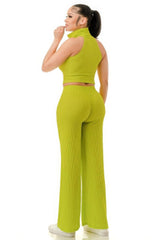Crinkle Wide Pants Set Zipper | Mixtshop LLC
