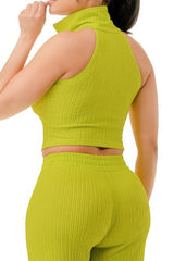 Crinkle Wide Pants Set Zipper | Mixtshop LLC