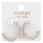 Rope Rhinestone Open Hoop Gold Dipped Earring | Mixtshop LLC