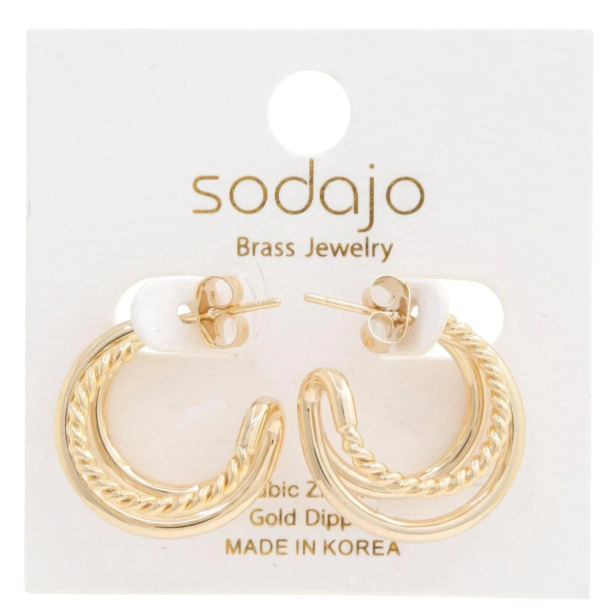 Double Hoop Rope Gold Dipped Earring | Mixtshop LLC Main image